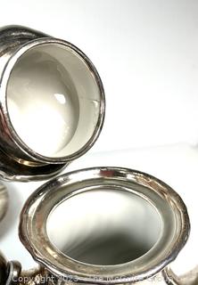 German Silver Plated Tea Set with Serving Tray, Lined with Porcelain (some damage)