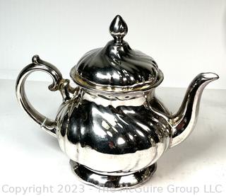 German Silver Plated Tea Set with Serving Tray, Lined with Porcelain (some damage)