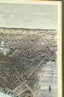 Framed Under Glass 1892 Bird's Eye View of Washington DC City Map. Reprint. Measures 20" x 25" 