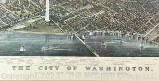 Framed Under Glass 1892 Bird's Eye View of Washington DC City Map. Reprint. Measures 20" x 25" 