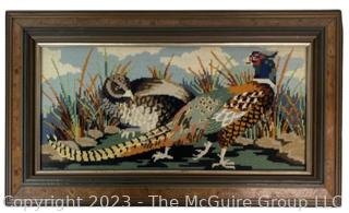 Framed Pheasant Needlepoint Picture.  Measures 16" x 29".