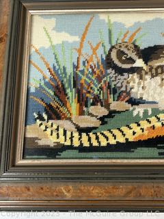 Framed Pheasant Needlepoint Picture.  Measures 16" x 29".