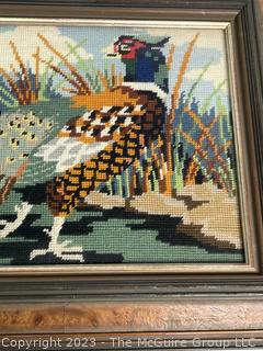 Framed Pheasant Needlepoint Picture.  Measures 16" x 29".