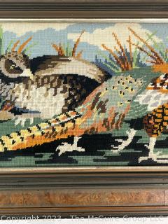 Framed Pheasant Needlepoint Picture.  Measures 16" x 29".