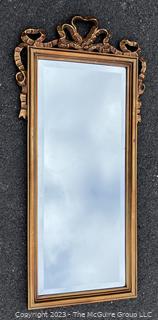 Neoclassical Beveled Gilt Ribbon Wall Mirror.  15" x 38"