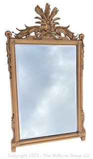 Guilded Beveled Wall Mirror with Rake & Shovel Top.  25" x 44". Eldred Wheeler