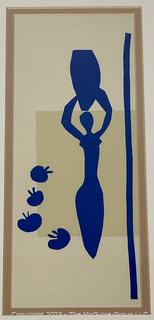 Framed Under Glass Matisse Print of Woman with Amphora and Pomegranates.  15" x 19".