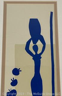 Framed Under Glass Matisse Print of Woman with Amphora and Pomegranates.  15" x 19".