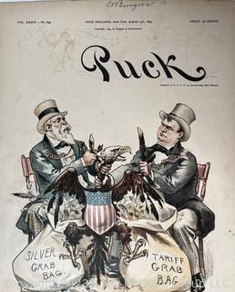 Five (5) Puck Magazines circa 1880 - 1895