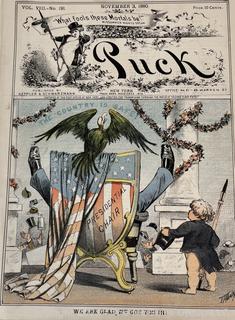 Five (5) Puck Magazines circa 1880 - 1895