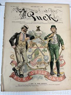 Five (5) Puck Magazines circa 1880 - 1895