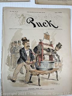 Five (5) Puck Magazines circa 1880 - 1895