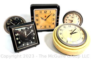 Five (5) Wind Up Alarm Clocks