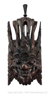 Carved Ebony Indonesian Tribal Mask. 6" x 14"