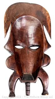 Carved Dark Wood African Tribal Mask.  12"