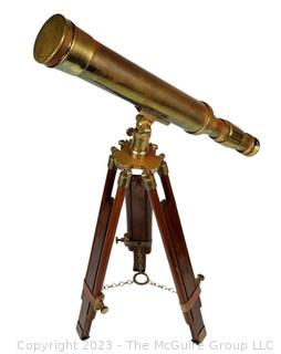 Maritime Nautical Brass Telescope with Tripod Wood Stand