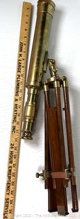 Maritime Nautical Brass Telescope with Tripod Wood Stand