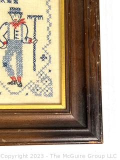 Framed Cross Stitched Embroidered Sampler Dated 1960.   14" x 18"