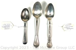 Three (3) Sterling Silver Teaspoons.  154 grams