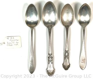 Four (4) Sterling Silver Teaspoons in Mixed Patterns.  76 grams