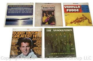 Five (5) Vinyl Record Albums Including Vanilla Fudge, The Mamas & The Papas, The Beach Boys Song Book, The Association and Bobby Vinton's Greatest Hits