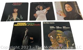 Five (5) Vinyl Record Albums Including Melissa Manchester, Natalie Cole, Barbra Streisand, Dionne Warwick and Compilation of songs by Dionne Warwick / Glen Campbell / Burt Bacharach