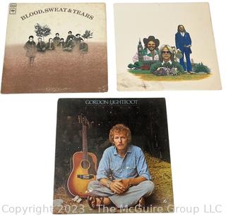 Three (3) Vinyl Record Albums Including Gordon Lightfoot, America's Greatest Hits: History and Blood, Sweat & Tears