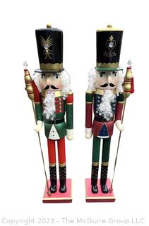 Two (2) Large Floor Standing Christmas Nutcrackers Decoration. Measures 60" Tall