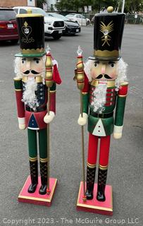 Two (2) Large Floor Standing Christmas Nutcrackers Decoration. Measures 60" Tall