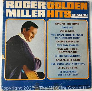 Five (5) Vinyl Record Albums Including Roger Miller Golden Hits, John Denver, David Seville And The Chipmunks, Barbershop Quartet and Honky-Tonk Favorites