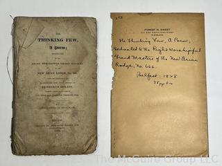 Ephemera "The Thinking Few" A Poem Dedicated to the Right Worshipful Grand Master New Arian Lodge No 566, 1828.