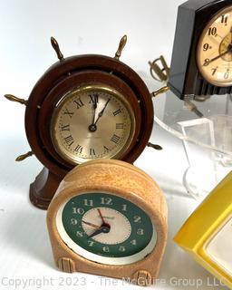 Nine (9) Vintage Alarm, Wall and Desk Clocks