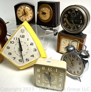 Nine (9) Vintage Alarm, Wall and Desk Clocks