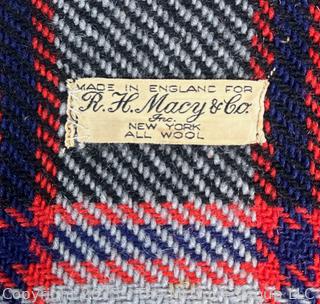 Vintage 100% Wool R.H Macy & Co Made In English Plaid Throw