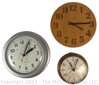 Three (3) Wall Clocks Including Electric and Battery Operated 