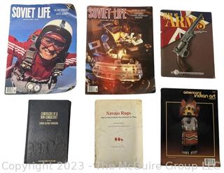 Six (6) Books and Magazine Including Soviet Life