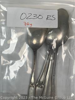 Four (4) Sterling Silver Teaspoons in Mixed Patterns.  76 grams