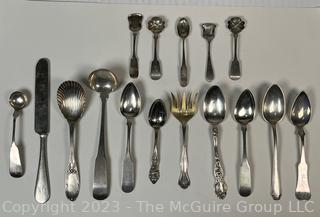 Collection of Mixed Flatware and Serving Pieces.  Four are Sterling Silver.  116 grams