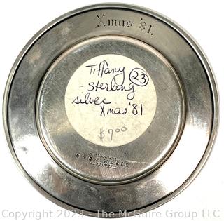 Small Sterling Silver Tiffany & Co Butterfly Engraved Plate, Monogrammed Christmas '81.  25 grams