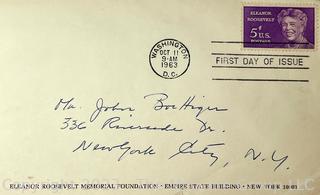 1963 First Day Cover Eleanor Roosevelt