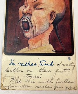 Asian Man Yawning with Eyes Closed Postcard, 1905 by Raphael Tuck & Sons