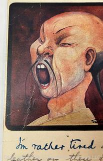 Asian Man Yawning with Eyes Closed Postcard, 1905 by Raphael Tuck & Sons