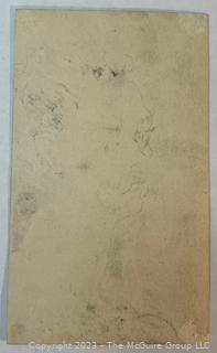 Unframed Hand Drawn Sketch on Paper Signed by Artist. Measures 3 x 5"