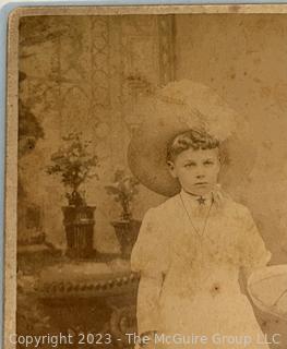 CVD Cabinet Card Photo pf Girl with Doll Pram