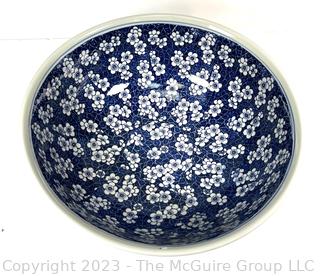 Very Large (17"W) Blue on White Ground Chinese Ceramic Bowl