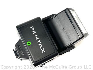 Pentax Film Camera with Multiple Lenses and Light Attachment