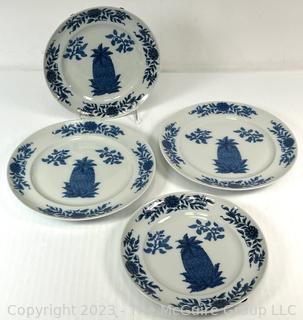 (4) Portuguese Ceramic Pineapple Plates Mottahedeh - 2 sizes 