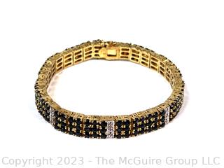 Sterling and Gold Plated Sapphire & Diamond Tennis Bracelet