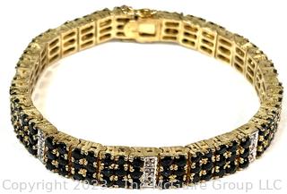 Sterling and Gold Plated Sapphire & Diamond Tennis Bracelet