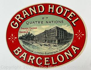 Six (6) Antique Circa 1915 International Travel Luggage Labels Including The Grand Continental Hotel Cairo, Barcelona, Athens & Constantinople and the Atlantic Hotel and Hotel De Luxembourg Nice 